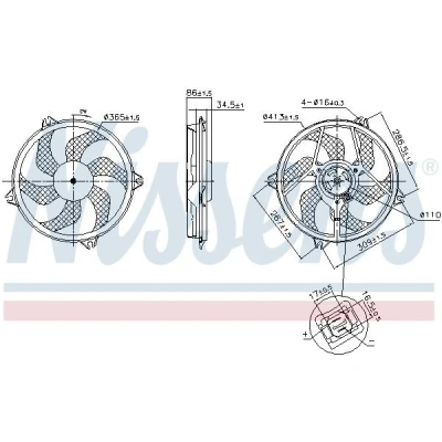 Imagem de NISSENS 850093 Ventilador de Radiador 365 12 246 sem regulador integrado PEUGEOT: 406 Carrinha, Sedan