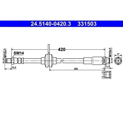 Imagem de ATE 24.5140 0420.3 Mangueira de Travão 420 M10x1
