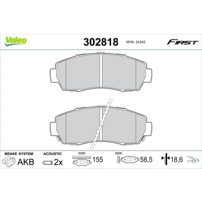 Imagem de VALEO 302818 Jogo de pastilhas para travão disco Eixo dianteiro incl. contacto aviso desgaste sem parafusos, chapa anti ruído