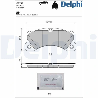 Imagem de DELPHI LP3735 Jogo de pastilhas para travão disco preparado indicador aviso desgaste com chapa anti ruído acessórios