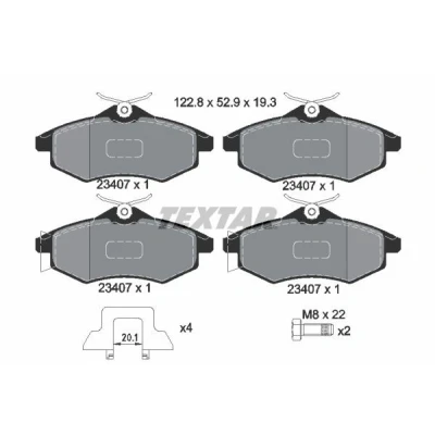 Imagem de TEXTAR 2340702 Jogo de pastilhas para travão disco CITROËN: C3 I Hatchback, C2 II