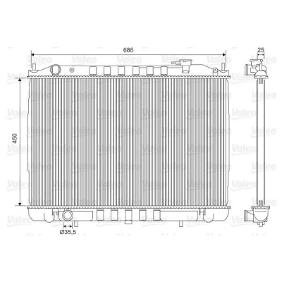 Imagem de VALEO 701611 Radiador, arrefecimento do motor Alumínio 450 691 26 sem regulador líquido de refrigeração Aletas soldadas