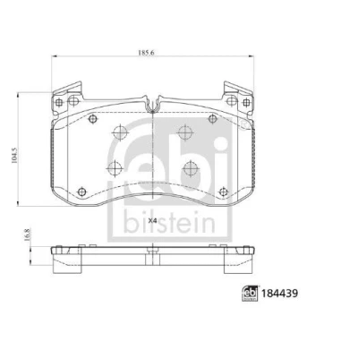Imagem de FEBI BILSTEIN 184439 Jogo de pastilhas para travão disco Eixo dianteiro preparado indicador aviso desgaste MERCEDES BENZ: GLS