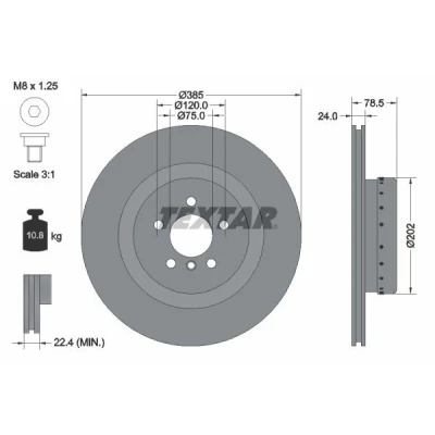 Imagem de TEXTAR disco de travão BMW: X5, X6 PRO+ 385mm 24mm 05/06 120mm interior ventilado, duas peças revestido alto carbono 92266625
