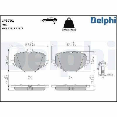 Imagem de DELPHI LP3701 Jogo de pastilhas para travão disco preparado indicador aviso desgaste com chapa anti ruído acessórios