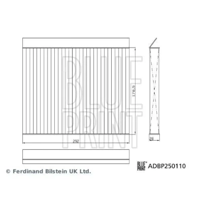 Imagem de BLUE PRINT ADBP250110 Filtro, ar do habitáculo Filtro de pólen, Com efeito antibacteriano 292mm 179mm 28mm MG: Marvel R EV 2021