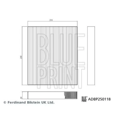 Imagem de BLUE PRINT ADBP250118 Filtro, ar do habitáculo Filtro de pólen 240mm 204mm 30mm BYD: Seal Sedan EV, PHEV 2022