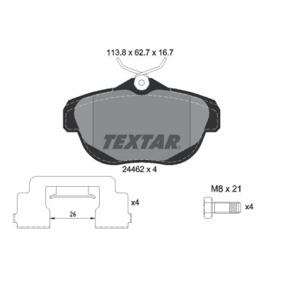 Imagem de TEXTAR 2446201 Jogo de pastilhas para travão disco CITROËN: C6 Sedan