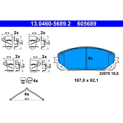 Imagem de Conjunto de pastilhas travão, travão disco ATE 13.0460 5689.2, Frente