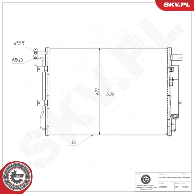 Imagem de ESEN SKV 86SKV506 Condensador com secador Alumínio 638mm LAND ROVER: Range Rover Sport