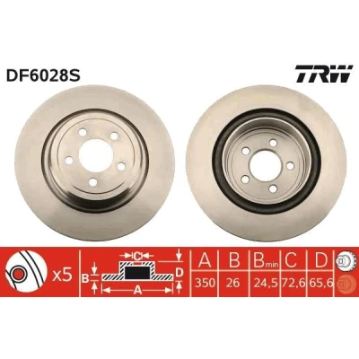 Imagem de TRW DF6028S Disco de travão 350 26 5 115 ventilado pintado CHRYSLER: 300C Sedan