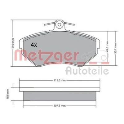 Imagem de METZGER 1170214 Jogo de pastilhas para travão disco AUDI: A4 B5 Avant, Sedan, VOLKSWAGEN: Passat Variant, Sedan