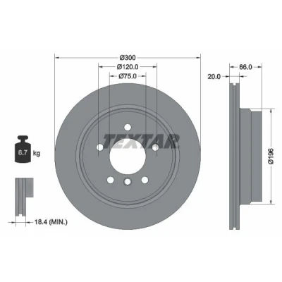 Imagem de TEXTAR PRO 92154903 Disco de travão 300 20 05/06 120 interior ventilado revestido sem pernos fixação da roda, cubo roda BMW: 3 Coupe