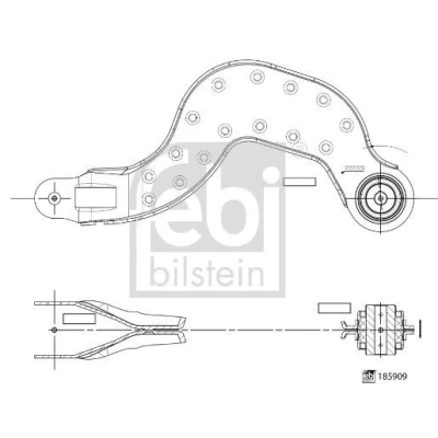 Imagem de FEBI BILSTEIN 185909 Braço de suspensão com chumaceira em cima, Eixo traseiro esquerdo, direito, exterior transversal Chapa aço