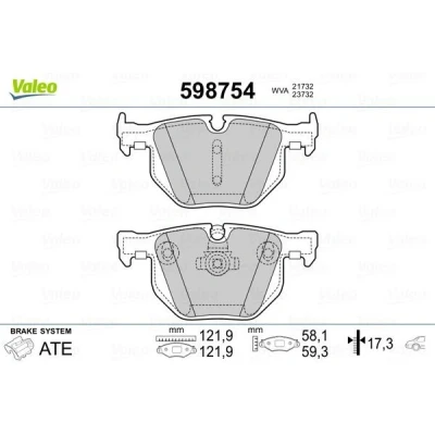 Imagem de VALEO 598754 Jogo de pastilhas para travão disco Eixo traseiro excl. contacto aviso desgaste com chapa anti ruído BMW: 5 Sedan, Touring