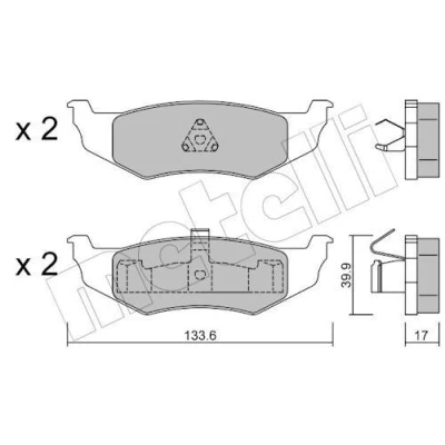 Imagem de METELLI 22 0522 0 Jogo de pastilhas para travão disco excl. contacto aviso desgaste CHRYSLER: PT Cruiser Carrinha, Sebring II Sedan