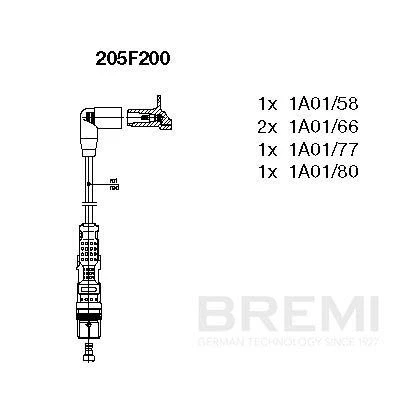 Imagem de BREMI 205F200 Jogo de Cabos Vela 5 sem suporte VOLKSWAGEN: Golf 4 Variant, Bora Sedan, Passat B5 Variant