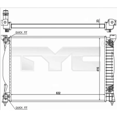Imagem de TYC 702 0014 R Radiador, arrefecimento do motor 632 416 23 Caixa de velocidades automática Aletas refrigeração unidas mecanicamente