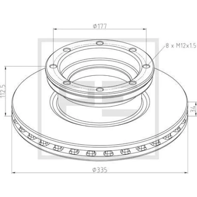 Imagem de PETERS ENNEPETAL Disco de travão traseira 34mm 8 177mm interior ventilado 016.678 00A 9704231112,A9704231112 Discos