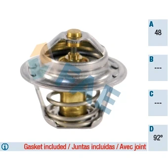 Imagem de FAE 5202992 Termóstato, líquido de refrigeração 92 com juntas OPEL: Corsa B Hatchback, Astra G CC, Caravan, DAEWOO: Espero