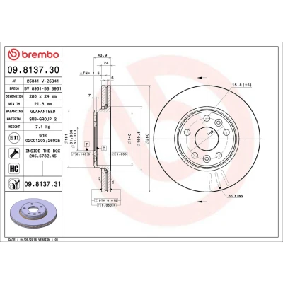 Imagem de BREMBO COATED DISC LINE 09.8137.31 Disco de travão 280 24 5 interior ventilado revestido alto carbono com parafusos RENAULT: MEGANE 2 Stufenheck