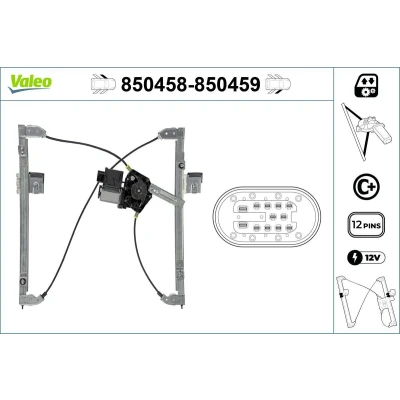 Imagem de Valeo Elevador de vidro à frente, lado esquerdo elétrico com motor função conforto 850458 VOLKSWAGEN: Polo III Hatchback