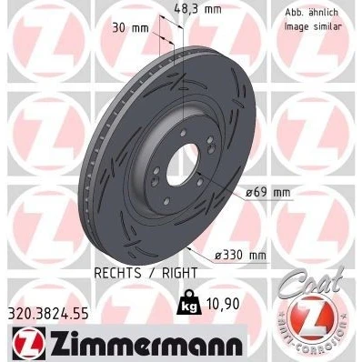 Imagem de ZIMMERMANN Disco de travão KIA: Optima / K5 Sportswagon 330mm 30mm 7/5 5furos 114mm interior ventilado, fendido revestido 320.3824.55 51712D4800