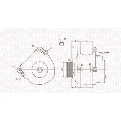 Imagem de MAGNETI MARELLI 063731818010 Alternador 12V 110A VOLKSWAGEN: GOLF 6, SKODA: Octavia II Hatchback