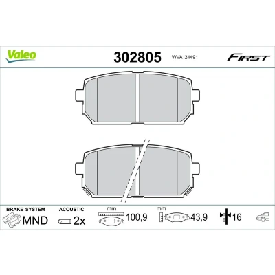 Imagem de Jogo de pastilhas para travão disco VALEO 302805