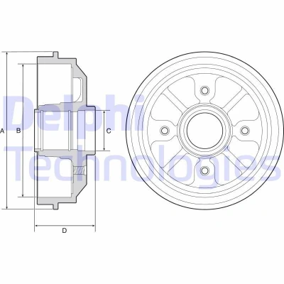 Imagem de DELPHI BF282 Tambor de Travão sem anel sensor do ABS, o rolamento da roda 212 PEUGEOT: 306 Cabrio, Hatchback, CITROËN: Xsara Coupe