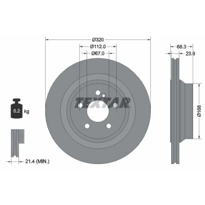 Imagem de TEXTAR PRO+ 92233705 Disco de travão 320 23,9 05/06 112 interior ventilado revestido alto carbono sem pernos fixação da roda, cubo roda