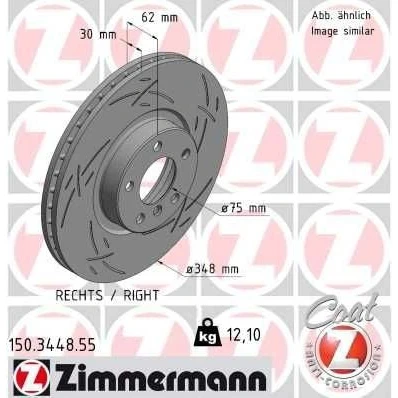 Imagem de ZIMMERMANN BLACK Z 150.3448.55 Disco de travão 348 30 6/5 5 120 interior ventilado, fendido revestido alto carbono BMW: X5, X6