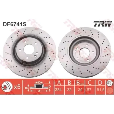 Imagem de TRW DF6741S Disco de travão 334 32 5 112 perfurado/ventilado pintado MERCEDES BENZ: SL Cabrio
