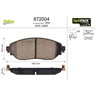 Imagem de VALEO 872004 Jogo de pastilhas para travão disco OPEL: Vivaro B Combi