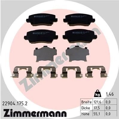 Imagem de ZIMMERMANN 22904.175.2 Jogo de pastilhas para travão disco KIA: Picanto III
