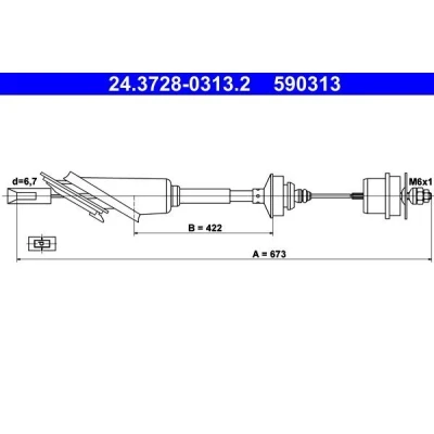 Imagem de ATE 24.3728 0313.2 Cabo de Embreagem CITROËN: Saxo Hatchback