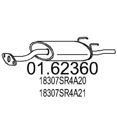 Imagem de MTS 01.62360 Panela de escape traseira 1080 HONDA: CIVIC 5 Coupe, 6 Stufenheck, Stufenheck