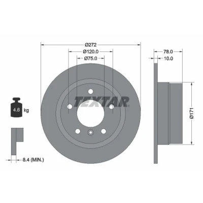 Imagem de TEXTAR PRO 92072303 Disco de travão 272 10 05/06 120 cheio revestido sem pernos fixação da roda, cubo roda BMW: 3 Compact