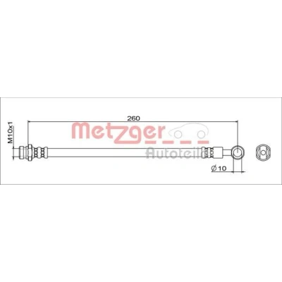 Imagem de METZGER 4111743 Mangueira de travão Eixo traseiro esquerdo, direito, na pinça 260
