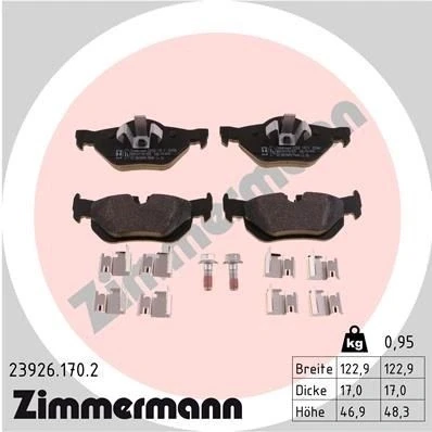 Imagem de ZIMMERMANN 23926.170.2 Jogo de pastilhas para travão disco incl. contacto aviso desgaste A imagem corresponde ao volume fornecimento