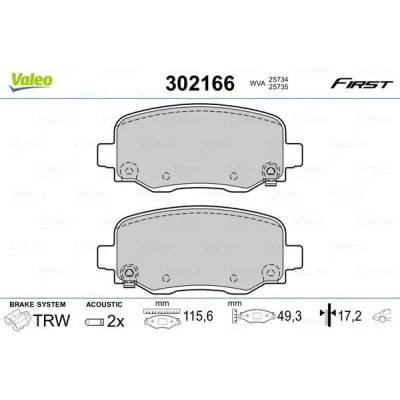Imagem de VALEO 302166 Jogo de pastilhas para travão disco Eixo traseiro incl. contacto aviso desgaste com chapa anti ruído JEEP: Cherokee V