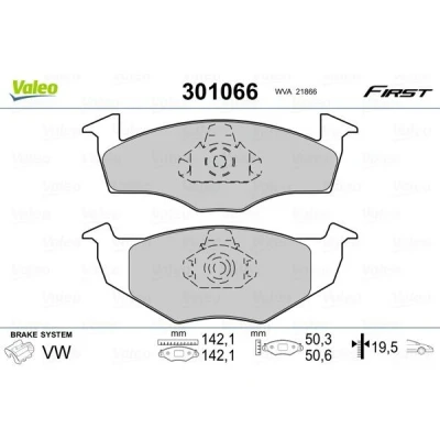 Imagem de VALEO 301066 Jogo de pastilhas para travão disco FIRST Eixo dianteiro excl. contacto aviso desgaste sem chapa anti ruído VOLKSWAGEN: GOLF 3