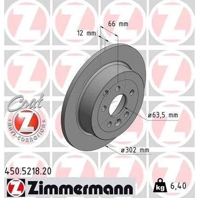Imagem de ZIMMERMANN COAT Z 450.5218.20 Disco de travão 302 12 7/5 5 108 cheio revestido alto carbono