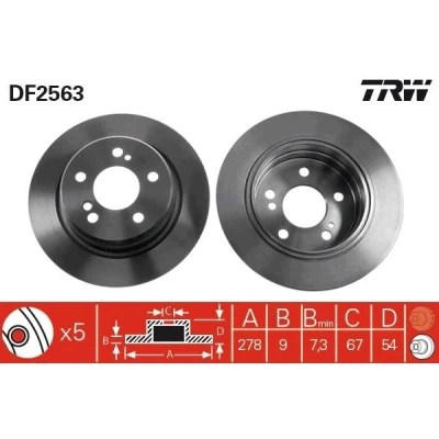 Imagem de TRW DF2563 Disco de travão 278 9 5 112 cheio pintado MERCEDES BENZ: Classe E Sedan, W124 Carrinha