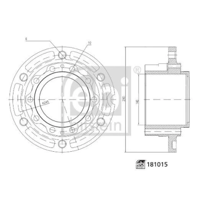 Imagem de FEBI BILSTEIN 181015 Cubo da roda 245 sem o rolamento Eixo traseiro MAN: TGL