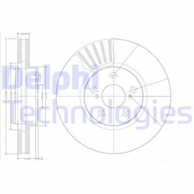Imagem de DELPHI BG3189 Disco de travão 275 28 5 ventilado oleado não tratado sem o rolamento da roda, anel sensor do ABS TOYOTA: Avensis I Sedan