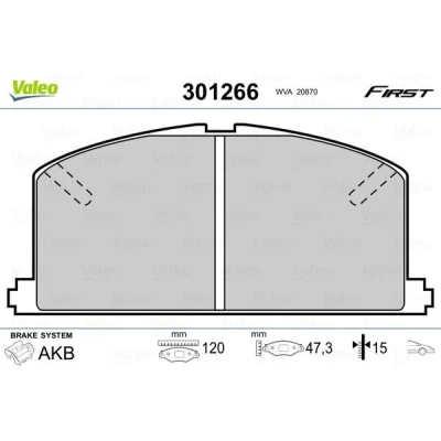 Imagem de VALEO 301266 Jogo de pastilhas para travão disco FIRST Eixo dianteiro excl. contacto aviso desgaste sem chapa anti ruído