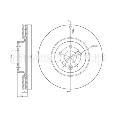 Imagem de METELLI Disco de travão VOLVO: V60 I, S60 II, XC70 II Carrinha 336,0mm 28,0mm 5 ventilado 23 1182C Discos