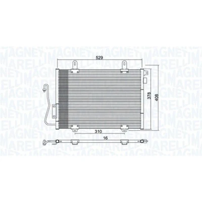 Imagem de MAGNETI MARELLI 350203775000 Condensador 529x378x16 378mm 529mm 16mm RENAULT: CLIO 2, 2 Kasten