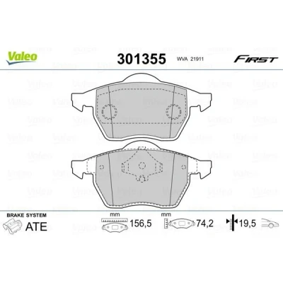 Imagem de VALEO 301355 Jogo de pastilhas para travão disco FIRST Eixo dianteiro excl. contacto aviso desgaste sem chapa anti ruído AUDI: A4 B5 Avant